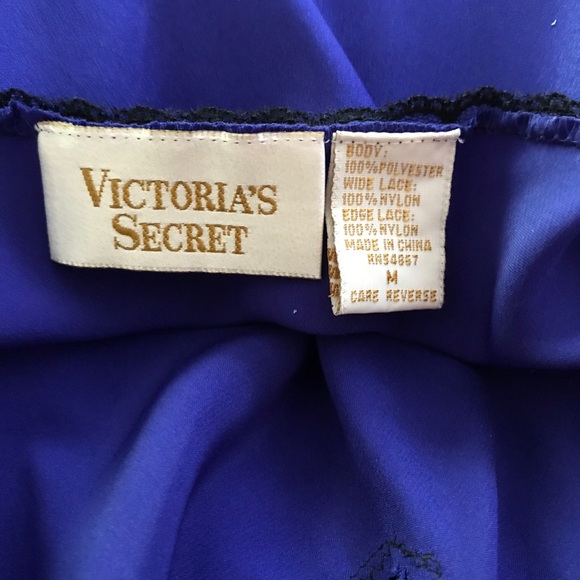 Victoria’s Secret Short Nightgown & Robe Peignoir Tanzanite & Black Perfect Sz M - Picture 7 of 7